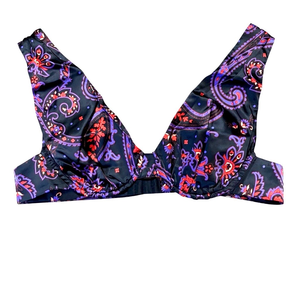 We Wore What Underwire‎ V Neck Top Womens Size Large Paisley Black Multi